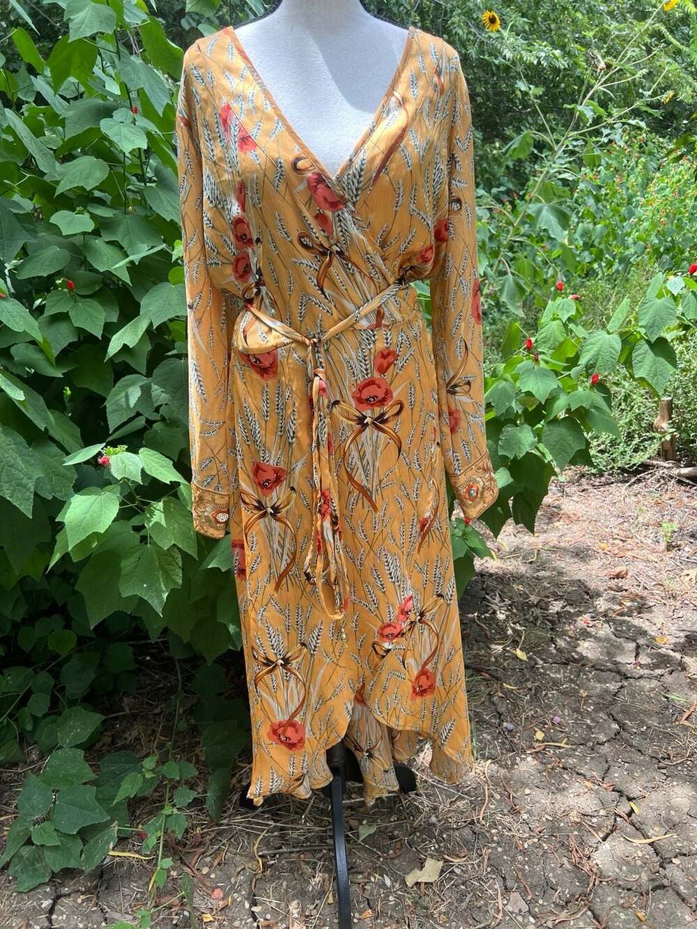 Aratta Silent Journey Mustard Floral Embroidered Duster Cardigan - Picture 15 of 16